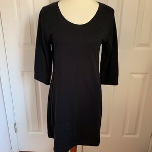 Mossimo Supply Co. T-Shirt Dress Black 100% Cotton L 3/4 Sleeve Knee Length